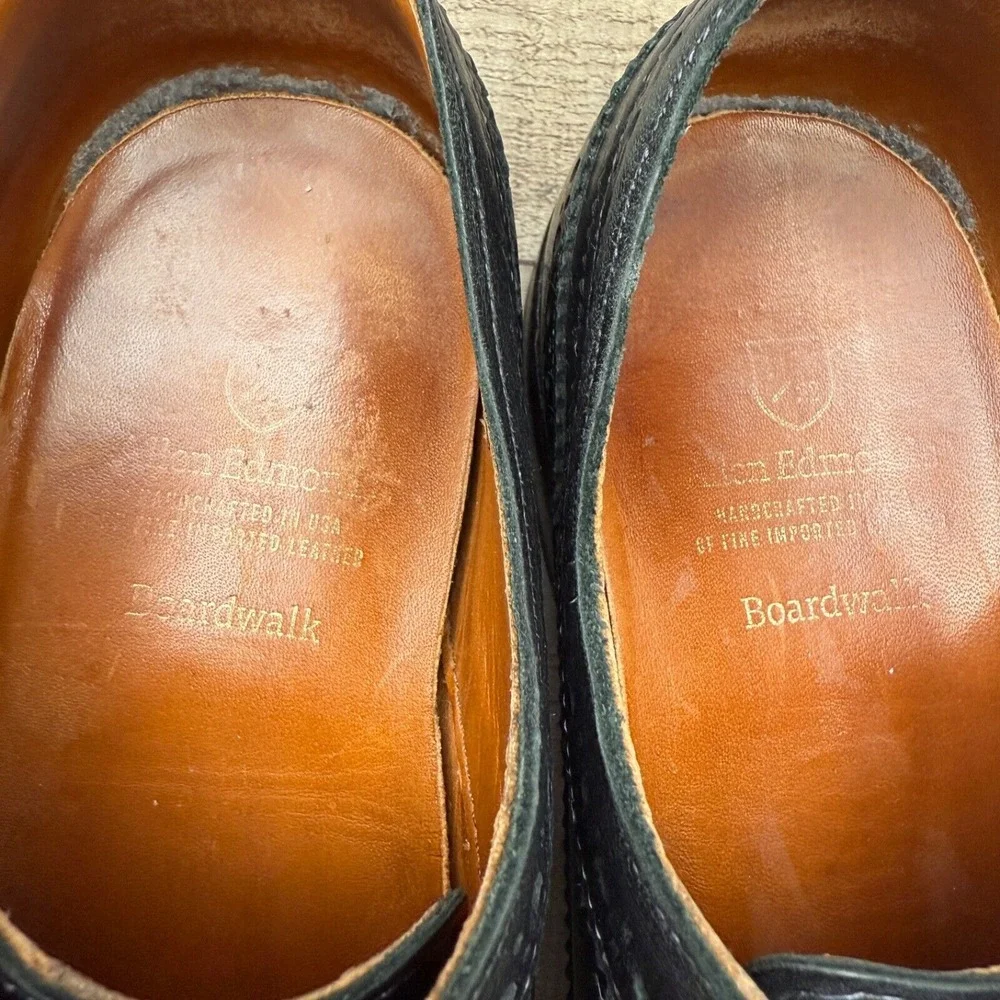 Allen Edmonds Boardwalk Wingtip Leather Oxford Mens 10.5 10 1/2 D Brogue Black‎